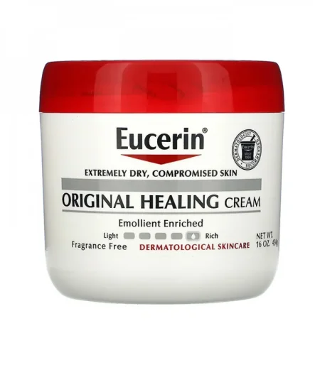 كريم علاجي للبشرة الجافة اورجينال هيلينج من يوسيرين 454ج\Eucerin Original Healing Cream, Unscented Body Cream for Extremely Dry, Sensitive and Compromised Skin, Emollient Enriched Body Moisturizer